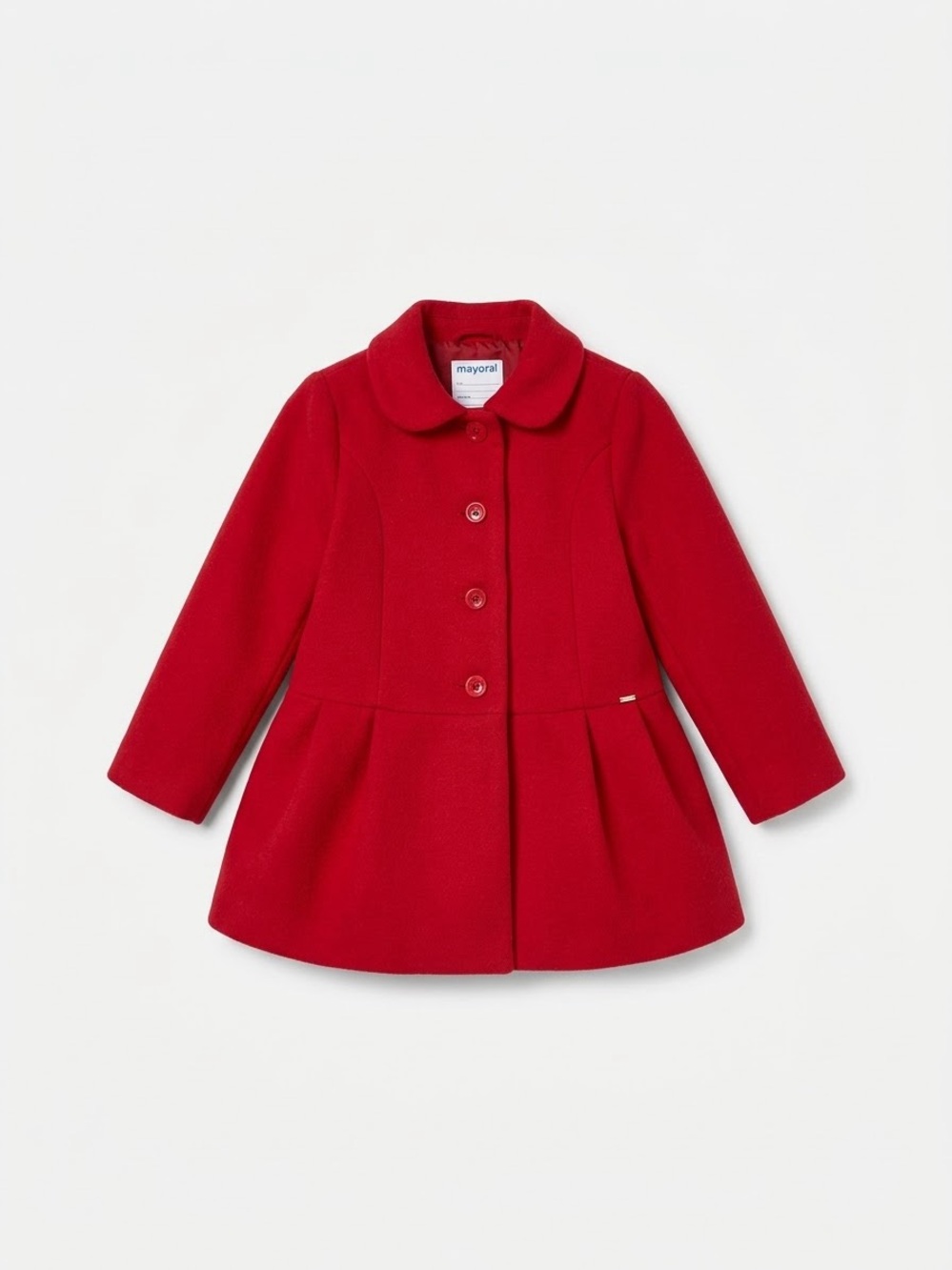 Mayoral Bright Red Wool blend Peter Pan Collar Pea Coat